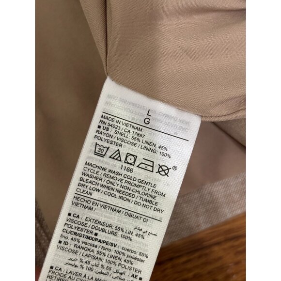 Old Navy Womens Blazer Jacket Sz Large Linen Blend Beige Double Breasted Relaxed - Picture 5 of 6